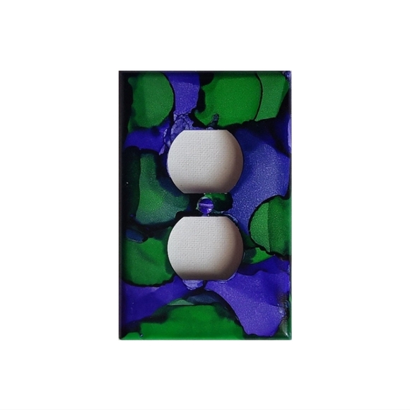 Hand Crafted Other - Hand Crafted Purple and Green Abstract Design Duplex Outlet Wall Plate